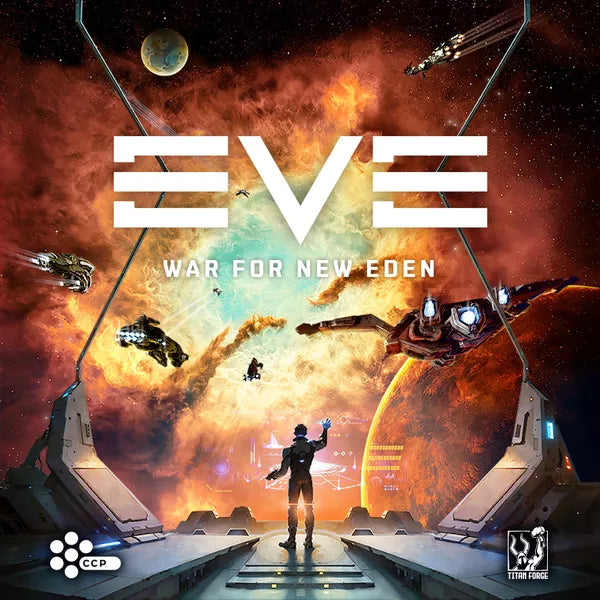 EVE: War for New Eden – æske forside med rumscene og rumskibe